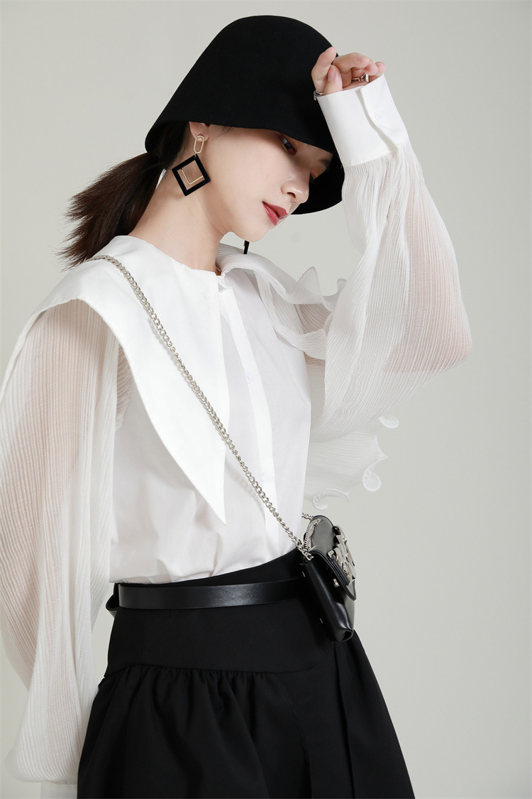 Short sleeve lapel shirt with belt autumn and winter tops