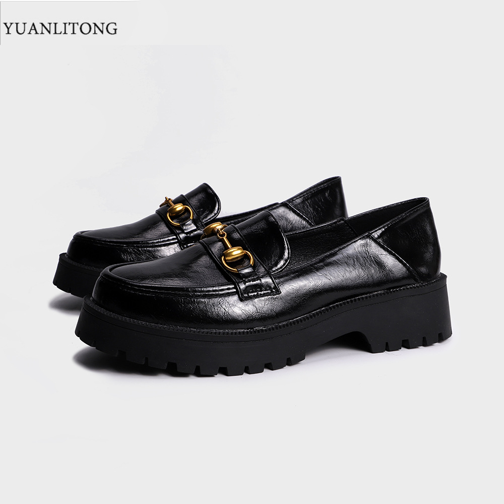 Korean style wear thick crust low fashion leather shoes
