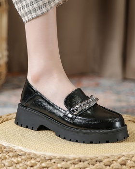 British style shoes round leather shoes for women