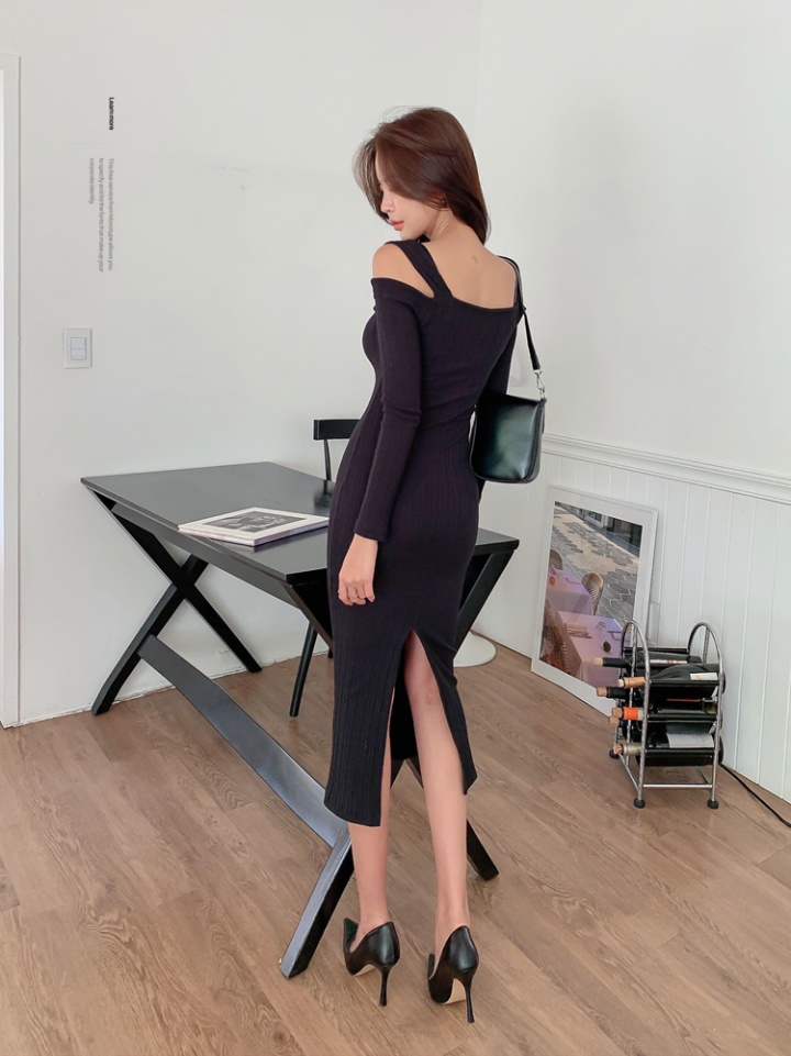 Korean style temperament slim strapless long dress