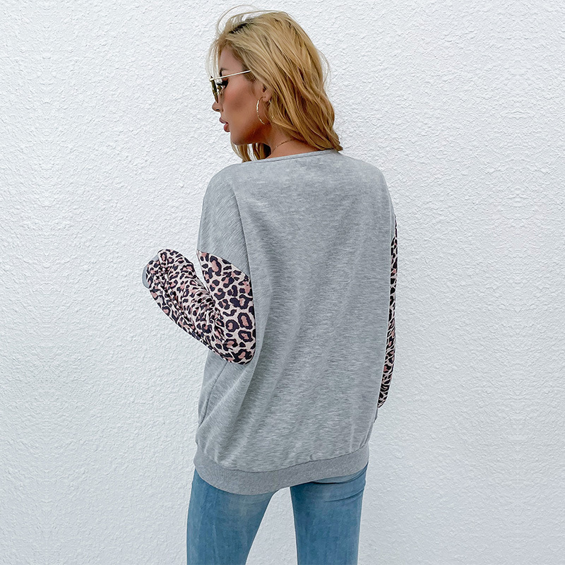 Bottoming long T-shirt leopard tops for women