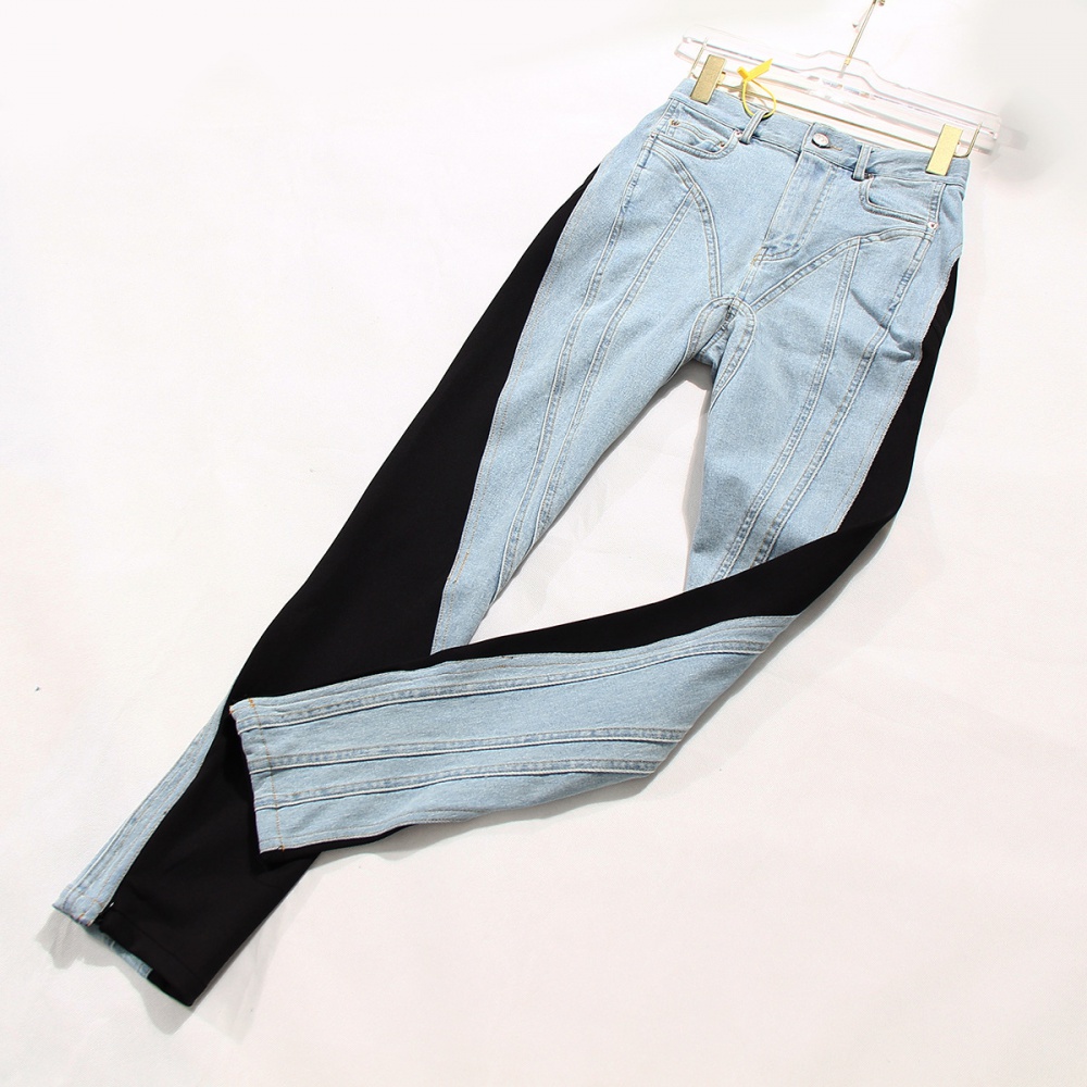 Splice elasticity jeans washed autumn long pants