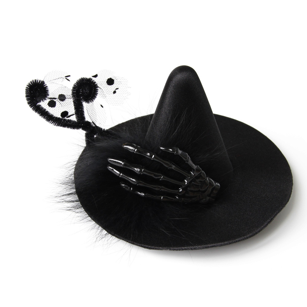 Halloween skull hat black hairpin formal dress