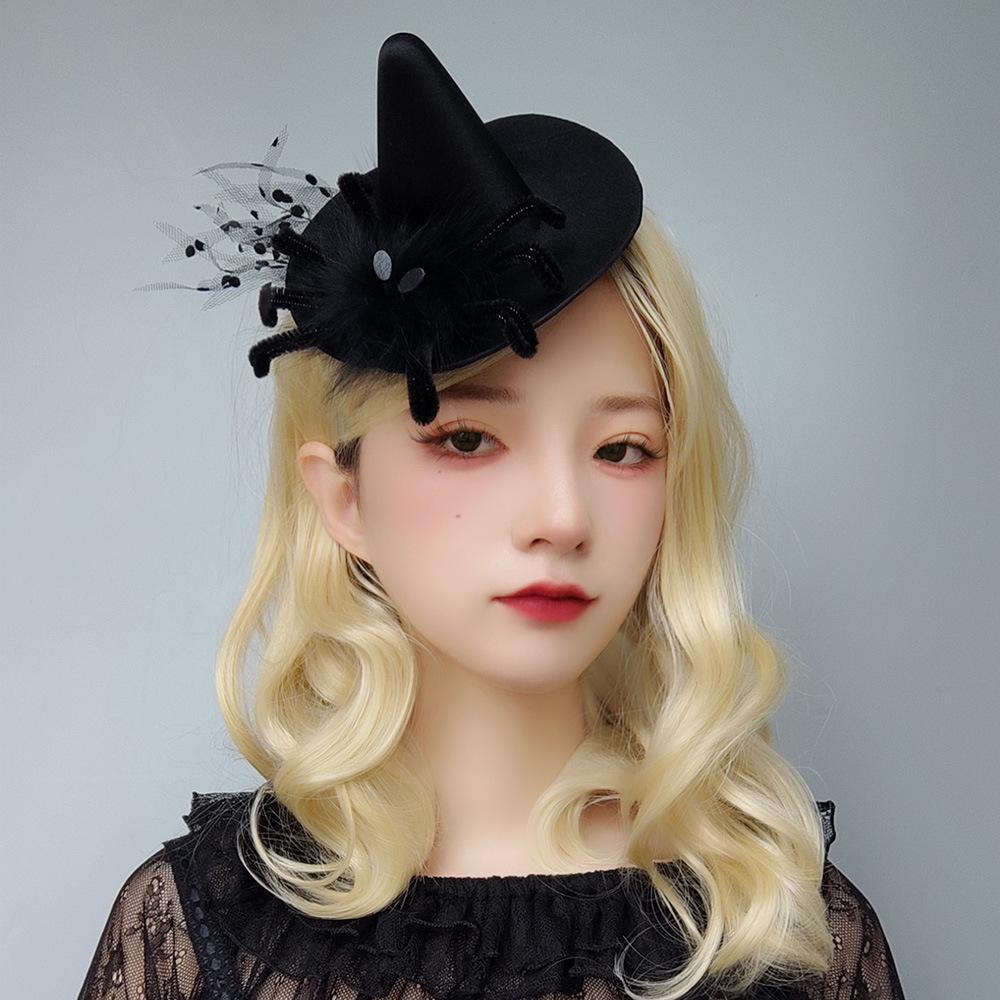 Sexy black gauze formal dress hairpin spider hat