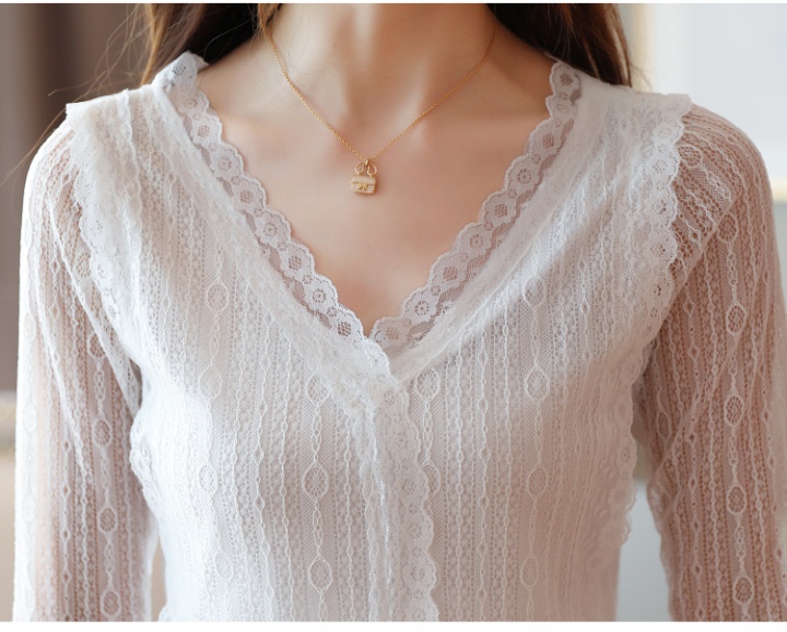 Gauze sweet winter tops lace beautiful shirts for women