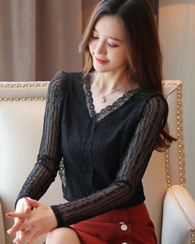 Gauze sweet winter tops lace beautiful shirts for women