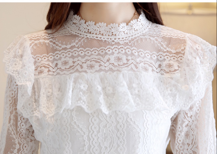 All-match lotus leaf shirts lace tops for women