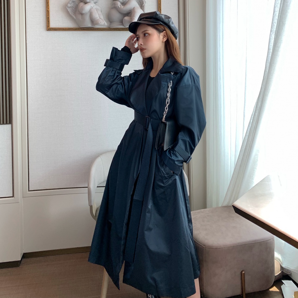 Fashion autumn coat frenum exceed knee windbreaker for women