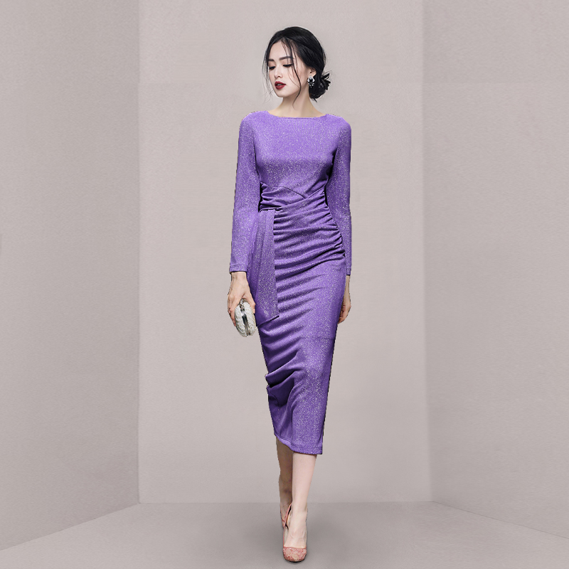 Ladies knitted temperament autumn and winter liangsi dress