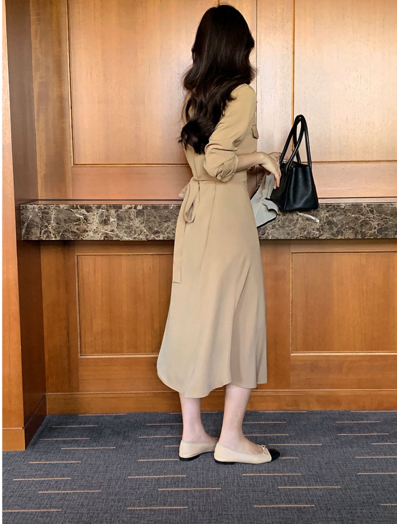 Korean style pinched waist slim pure temperament elegant dress