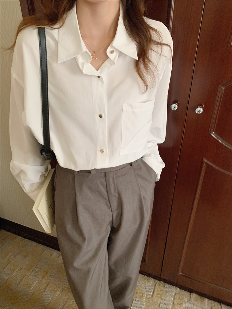Korean style long sleeve pure temperament shirt