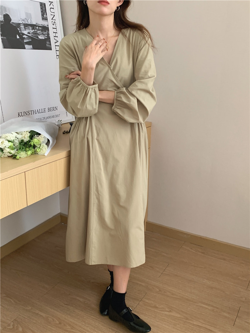 France style pure temperament Korean style large pockets dress