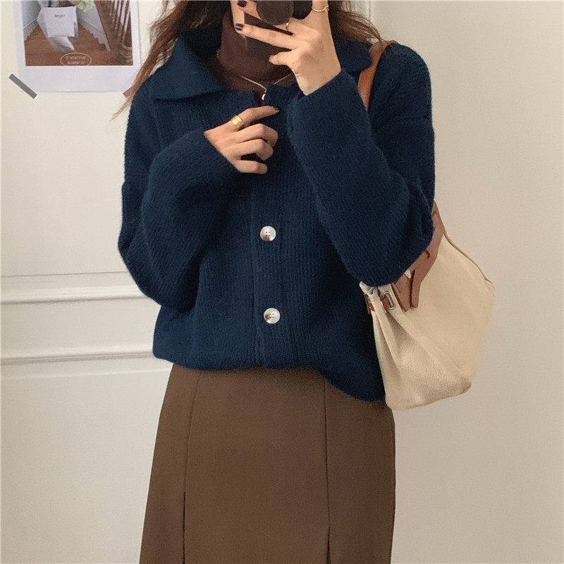 Korean style lapel sweater thermal autumn and winter coat