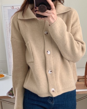 Korean style lapel sweater thermal autumn and winter coat