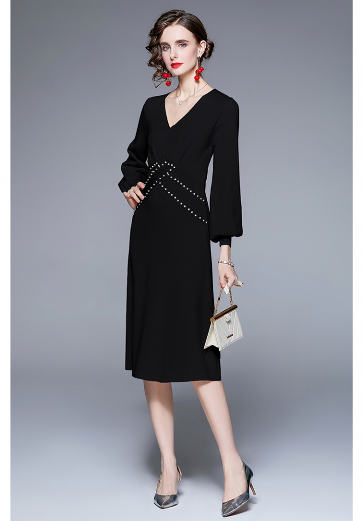 Long France style autumn and winter dress for women