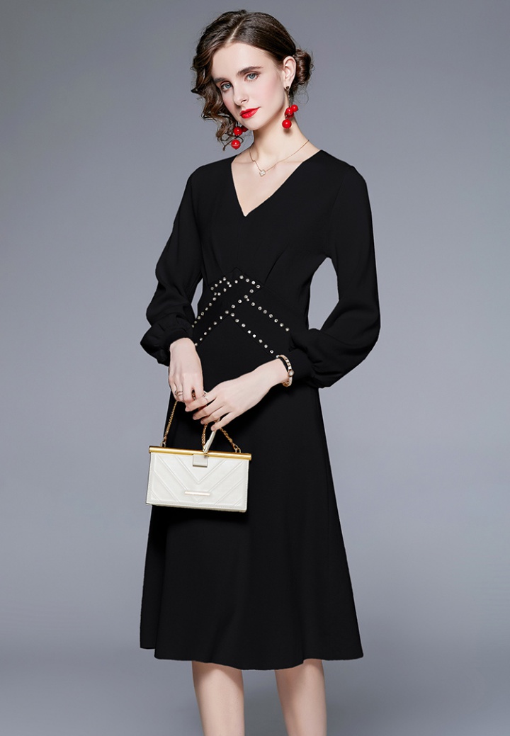 Long France style autumn and winter dress for women