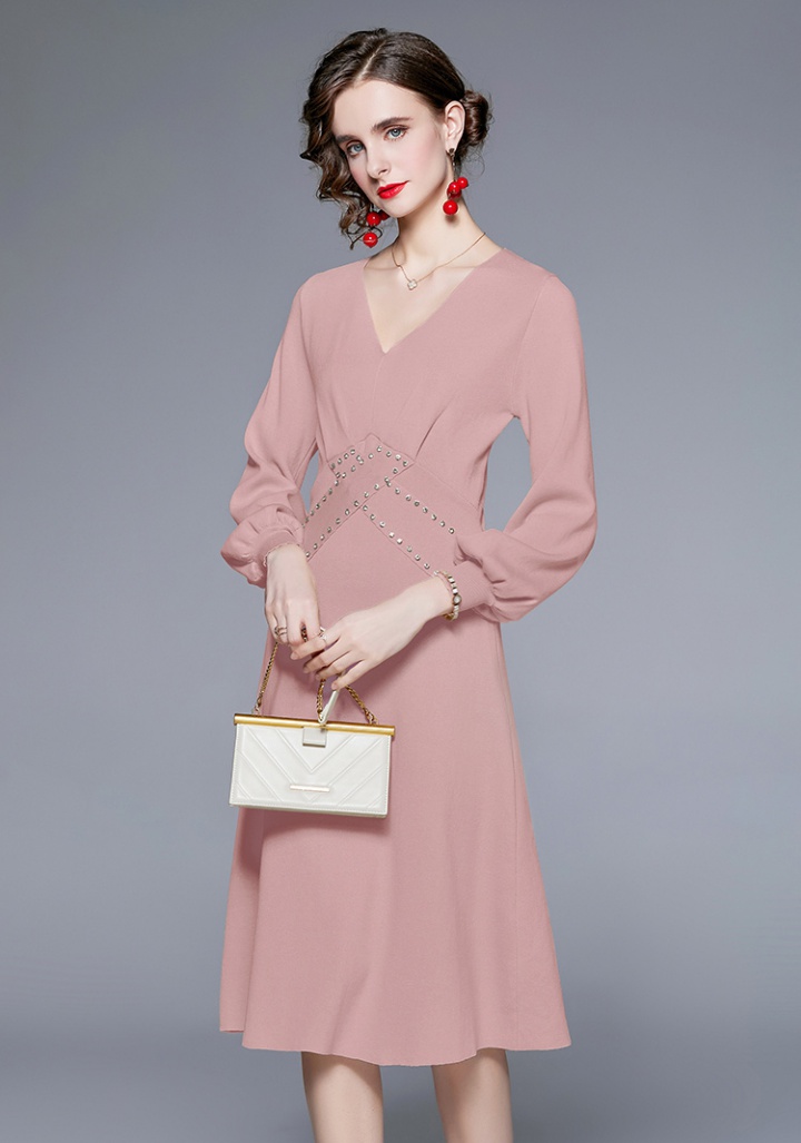 Long France style autumn and winter dress for women