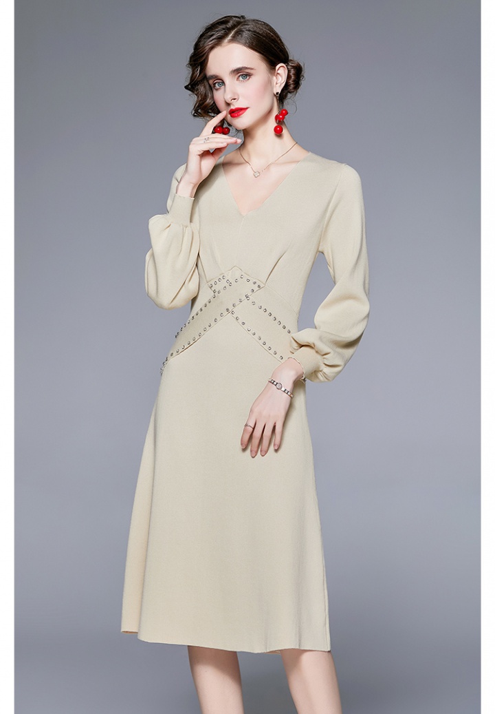 Long France style autumn and winter dress for women