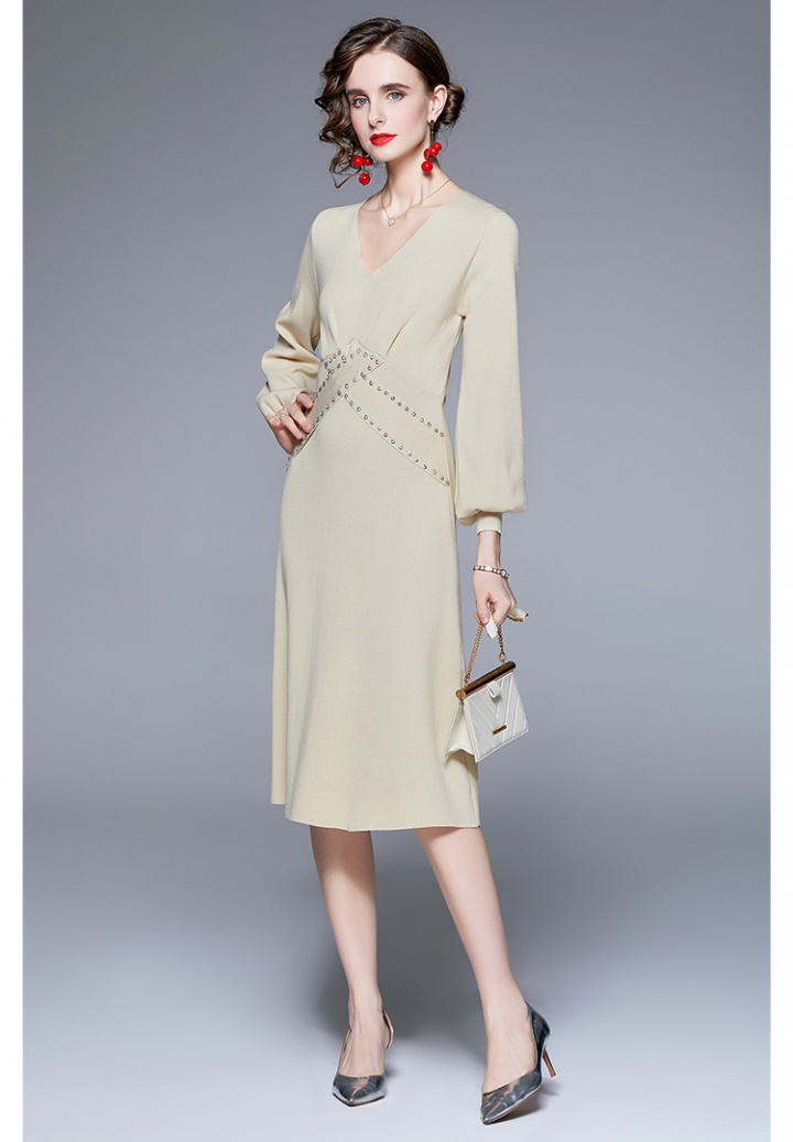 Long France style autumn and winter dress for women