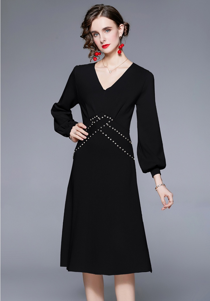 Long France style autumn and winter dress for women