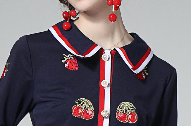 Strawberries European style pinched waist dress for women