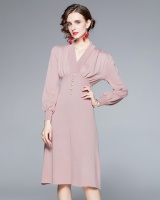Knitted light Western style autumn and winter slim dress
