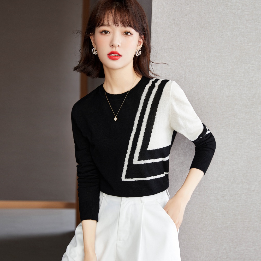 Autumn and winter loose sweater mixed colors tops for women