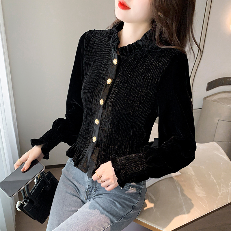Slim autumn and winter shirt bottoming tops for women