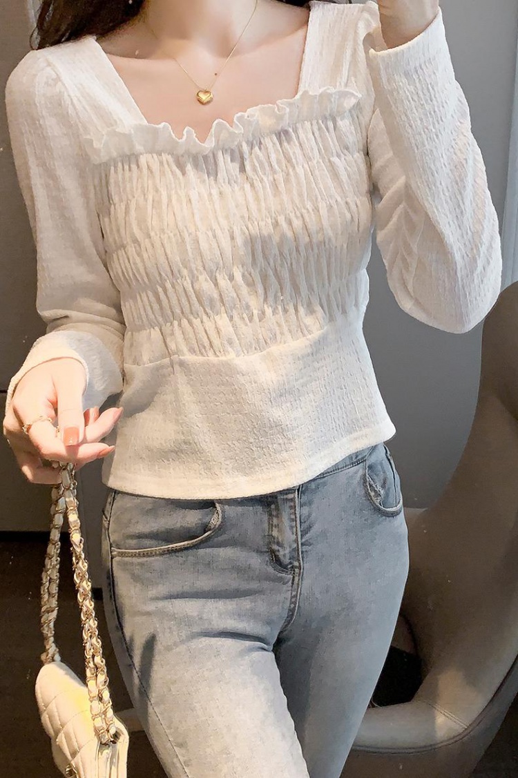 Slim knitted shirt long sleeve all-match tops