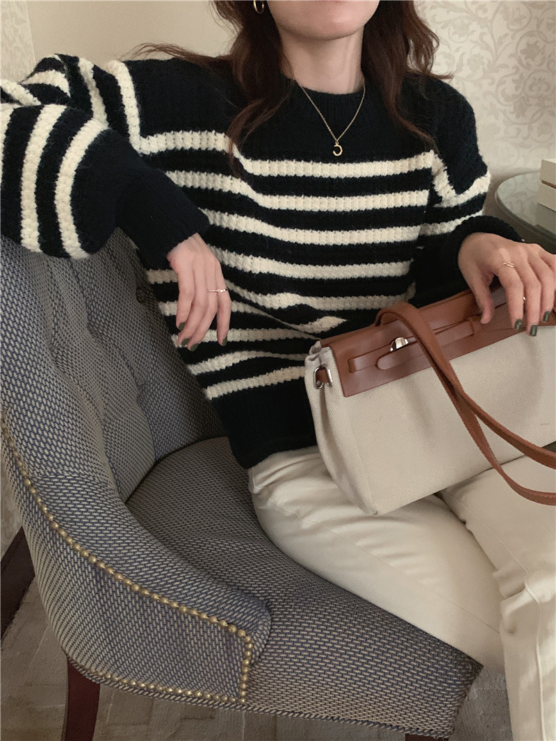 Thick Korean style stripe long sleeve sweater