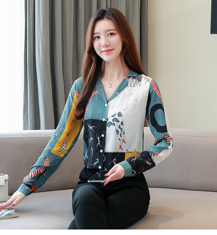 Minority printing shirt long sleeve tops for women