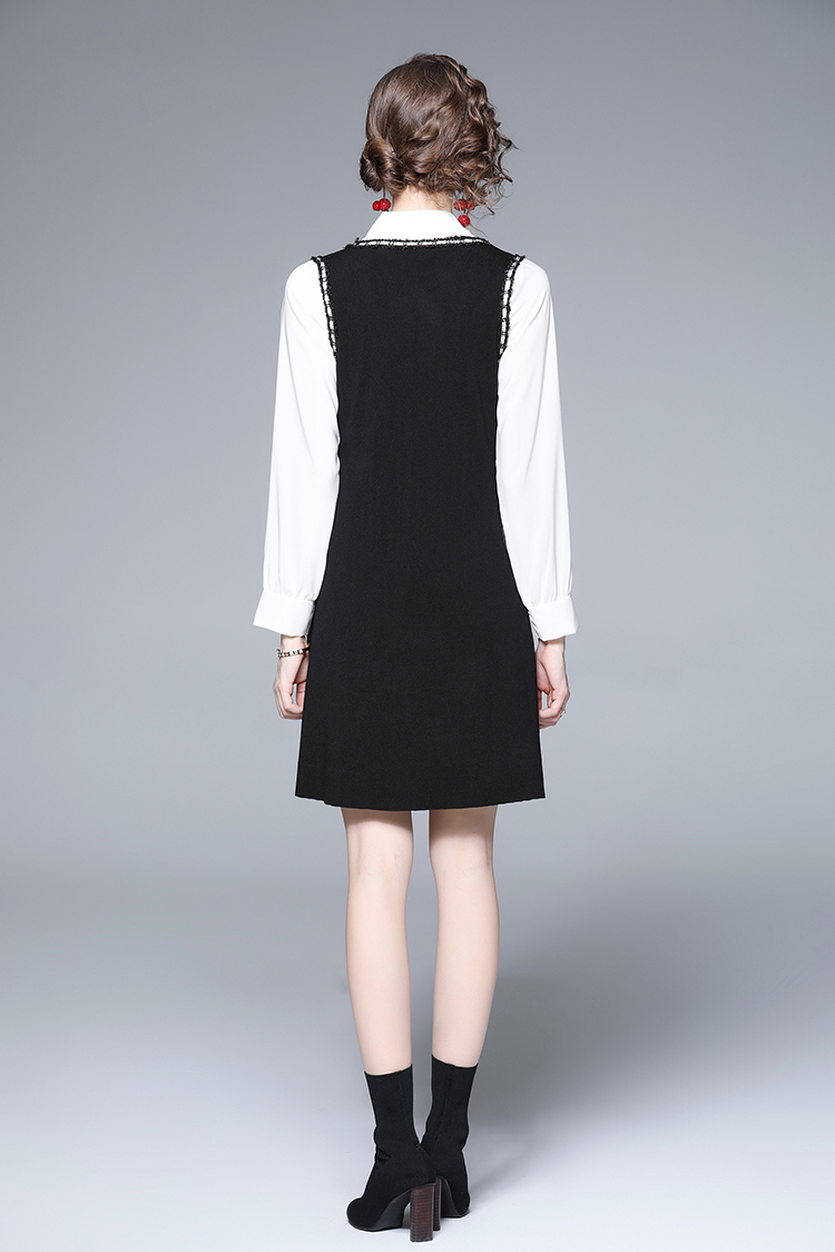 Knitted fashion and elegant black autumn dress for women