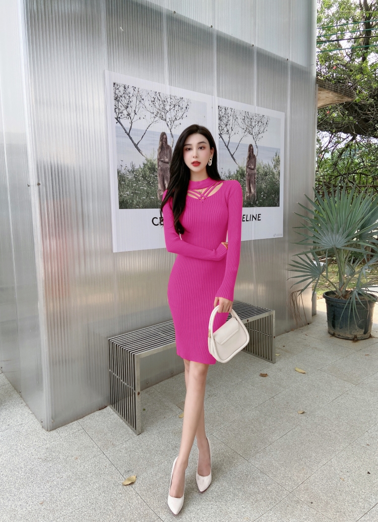 Bottoming long slim sexy long sleeve dress for women