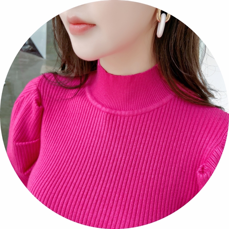 Knitted long sleeve Korean style high collar bottoming dress