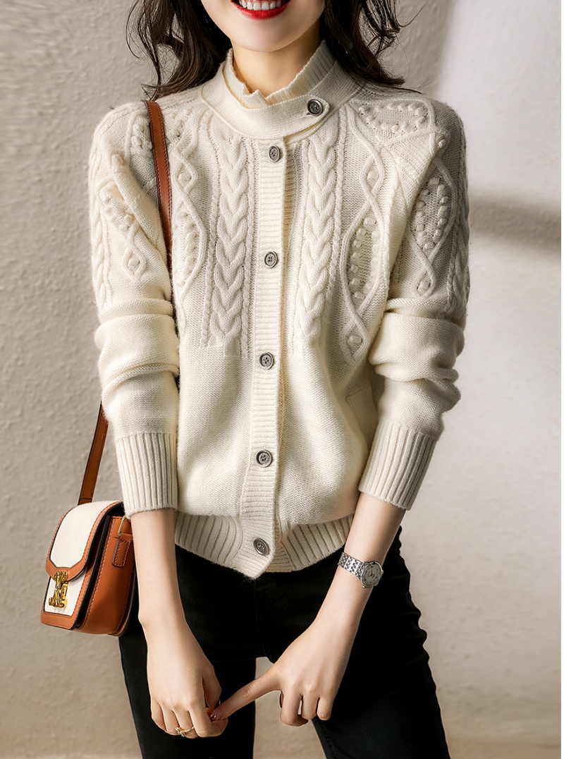 Modeling collar cashmere knitted cardigan