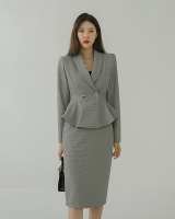 Houndstooth autumn and winter business suit slim coat