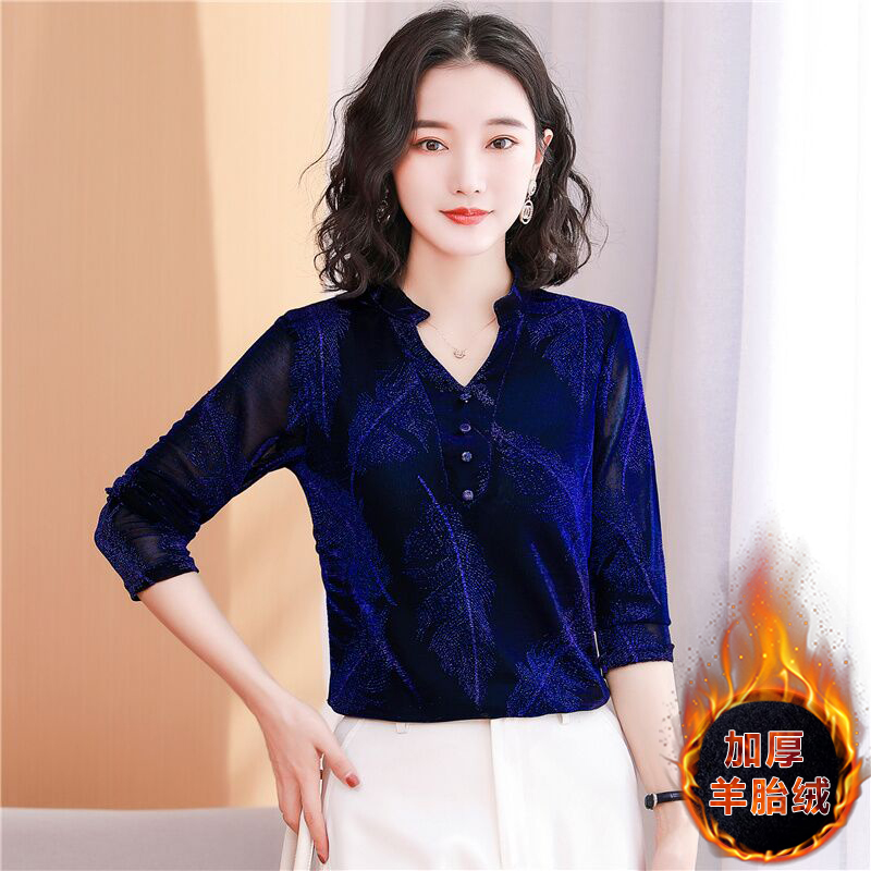 Western style bottoming shirt thick tops for women