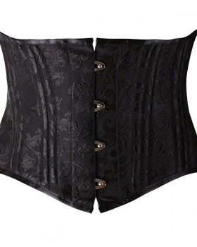 Double reinforced court style waist clip jacquard corset