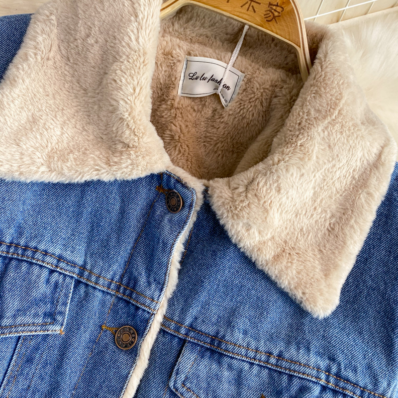 Denim retro Casual jacket thick lambs wool cotton coat
