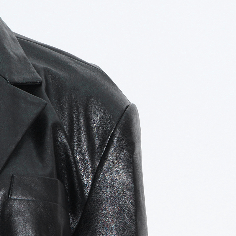 Korean style leather coat leatherette business suit