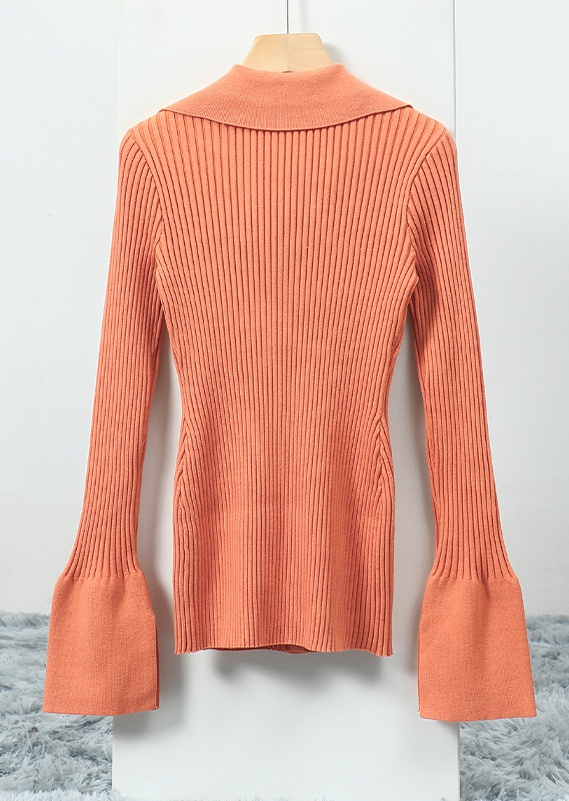 Orange slim sweater France style tops for women