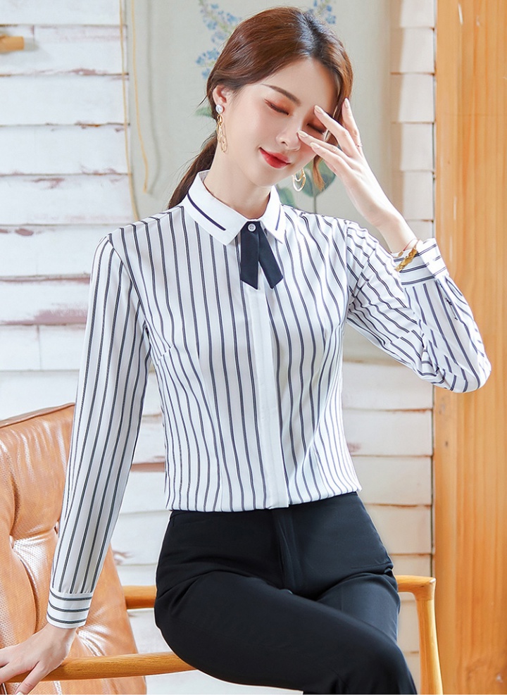 Plus velvet profession stripe thick shirt for women