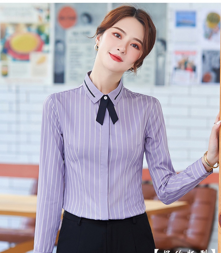 Plus velvet profession stripe thick shirt for women