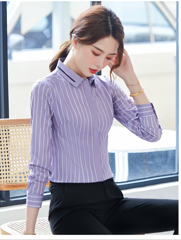 Long sleeve temperament autumn stripe shirt for women