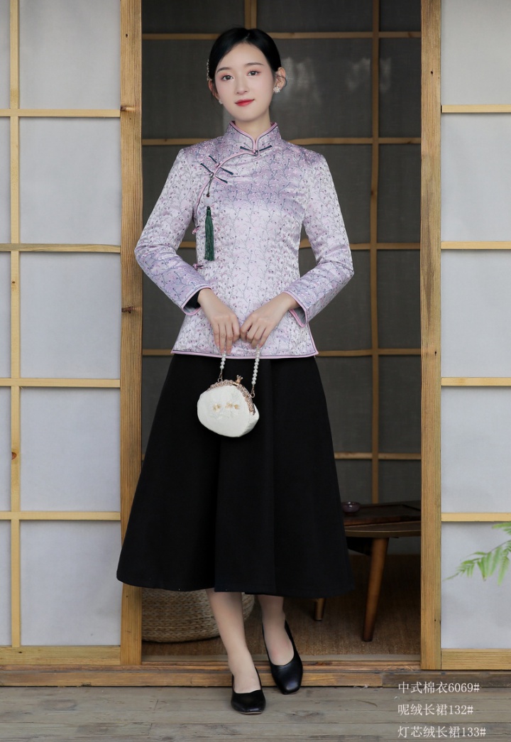 Refinement skirt Chinese style cotton coat 2pcs set