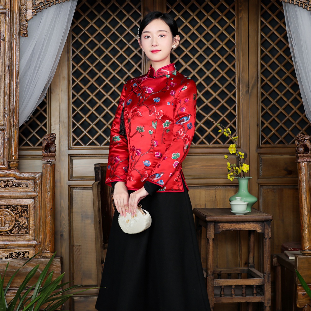 Refinement elegant colors Chinese style winter cotton coat
