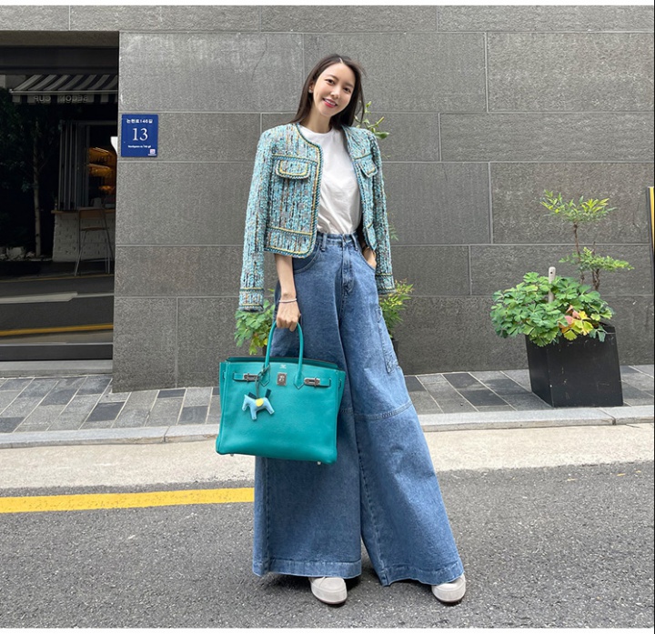 Temperament woolen tops Korean style short coat for women
