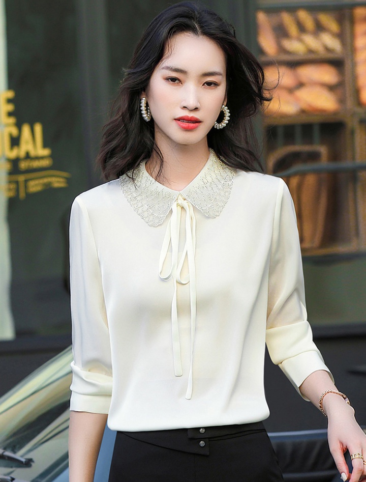 Autumn fashion white tops unique doll collar shirt