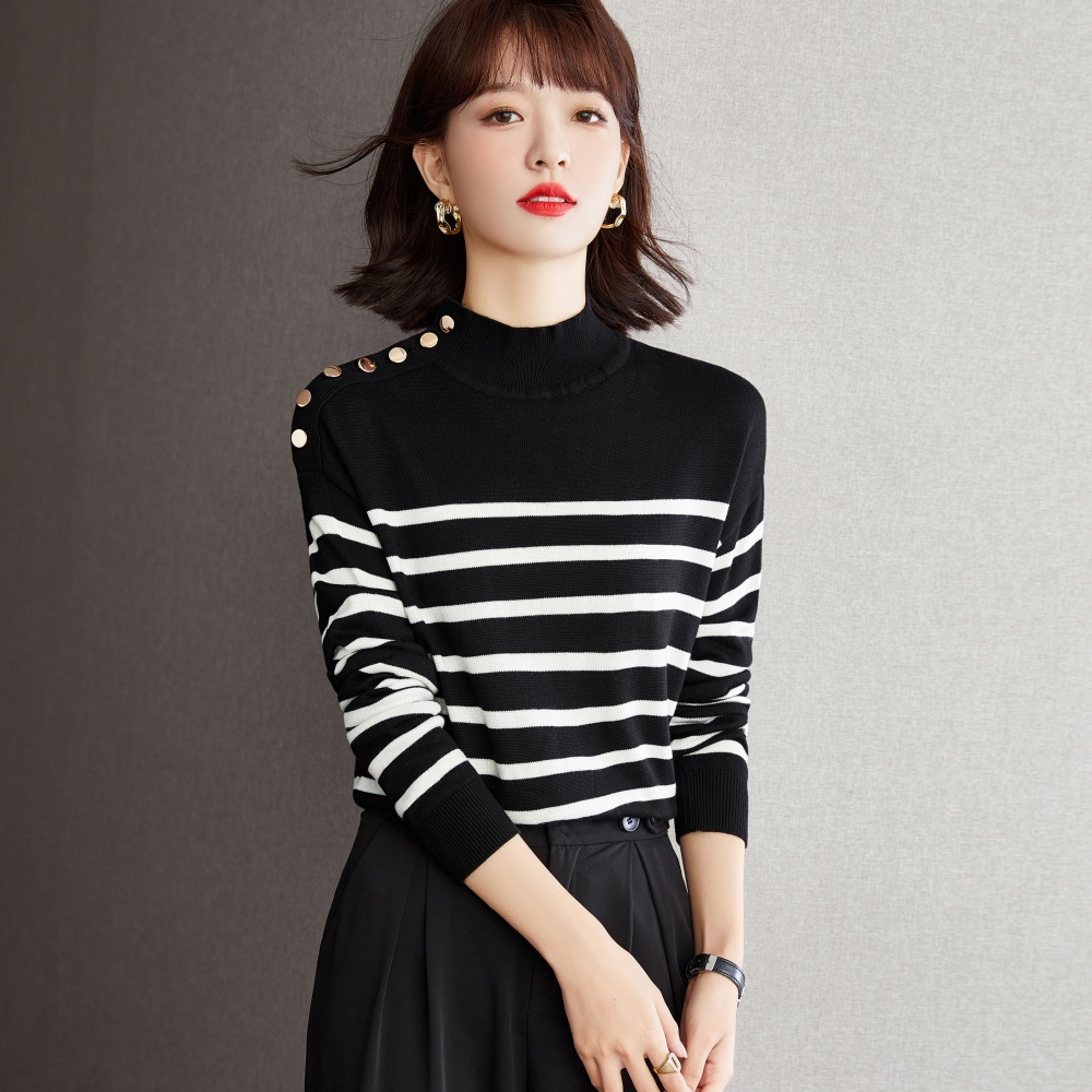 Stripe European style sweater long sleeve fashion tops