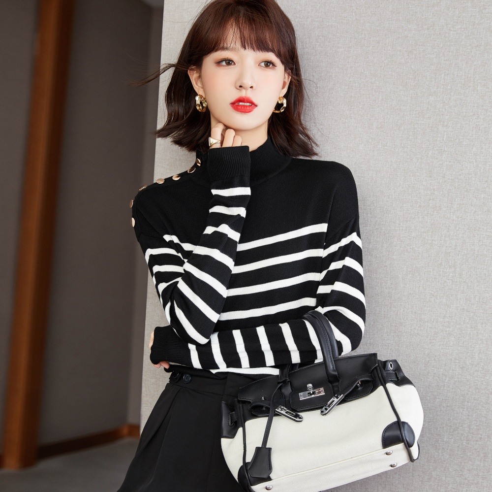 Stripe European style sweater long sleeve fashion tops